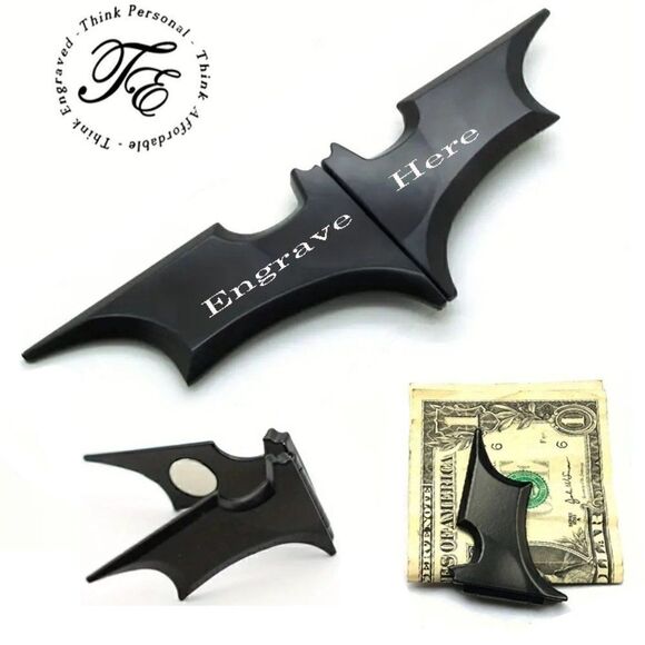 Personalized Men's Money Clip Batman Baterang Personalized Money Clip - Picture 1 of 8
